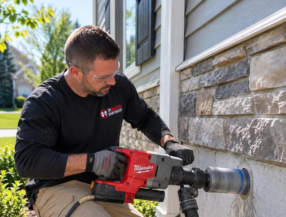 David Brockelhurst of The Radon Enforcer on a job in York County